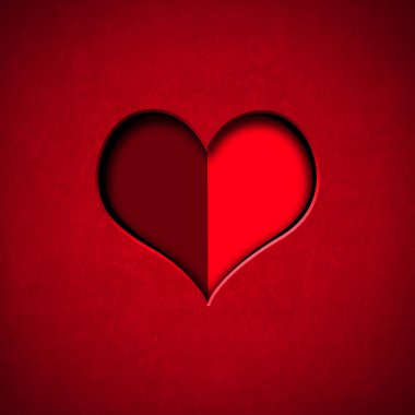 Kırmızı kadife kalp şekli kesme