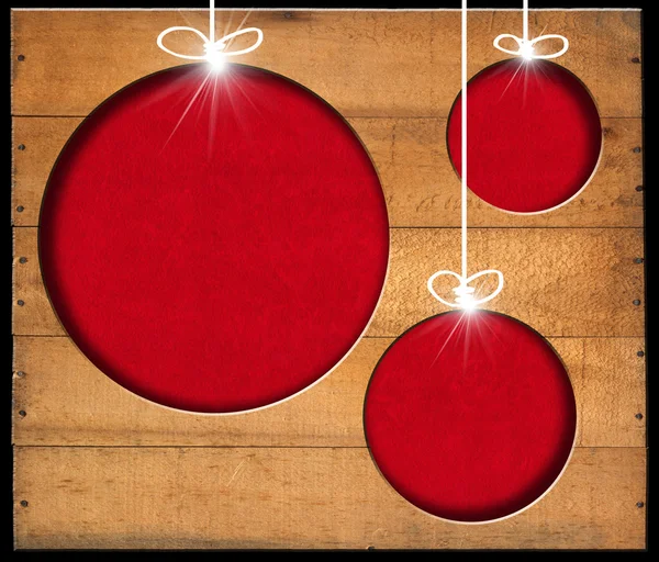 Christmas Balls - Old Wooden Boards — Stock Photo, Image