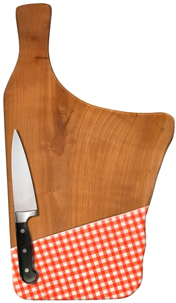 Using Cutting Board with Knife and Tablecloth — Stock Photo, Image