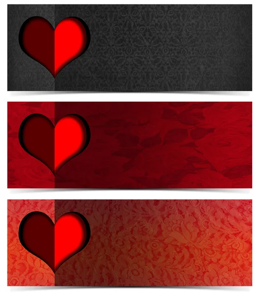Três Banners românticos — Fotografia de Stock