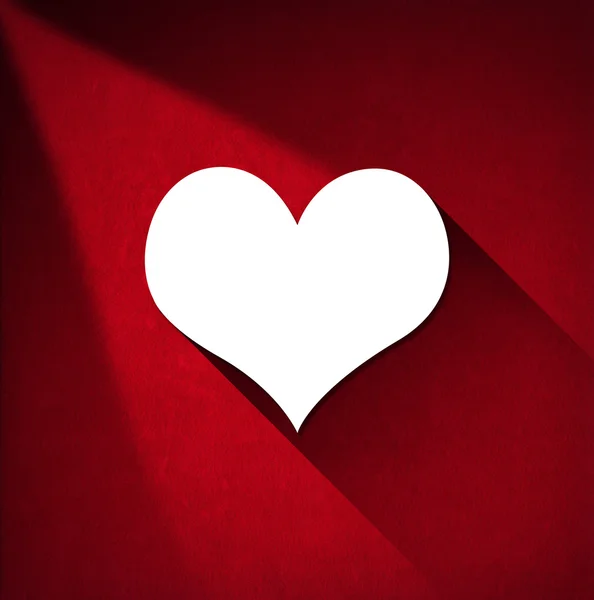 White Paper Heart on Red Velvet Background — Stock Photo, Image