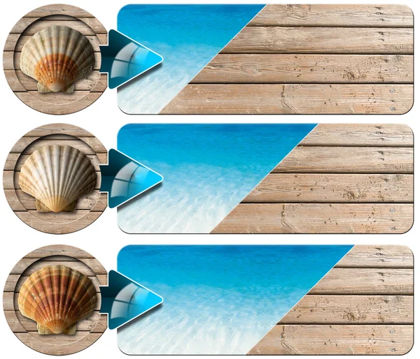 Tres banners de vacaciones en el mar - N2 — Foto de Stock
