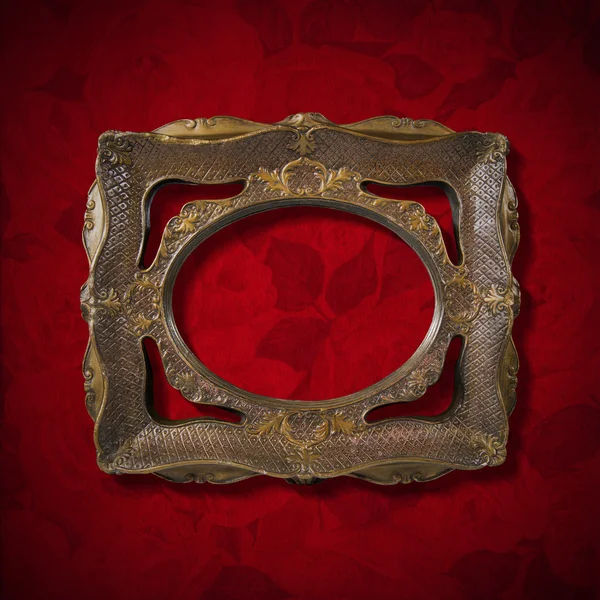 Vintage Frame on Red Velvet Background — Stock Photo, Image