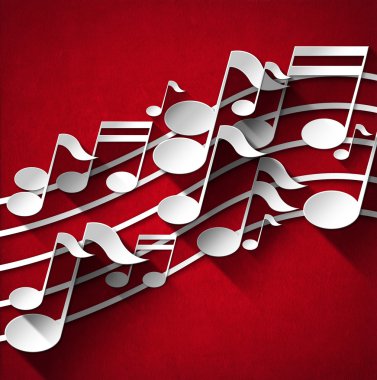 müzik Not arka plan - kırmızı kadife