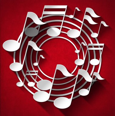 müzik Not arka plan - kırmızı kadife
