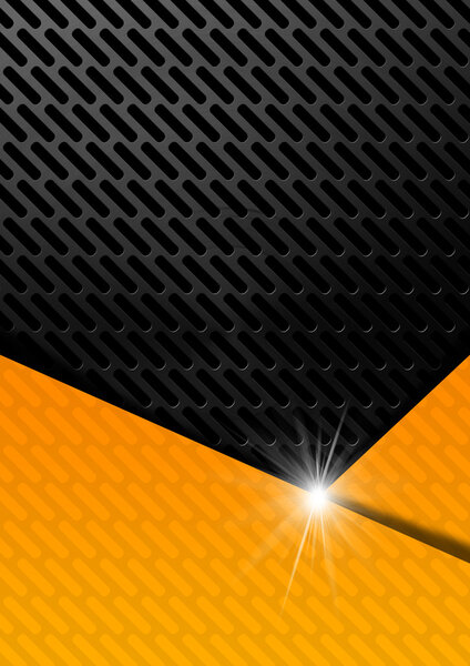 Orange and Metal Background with Grid