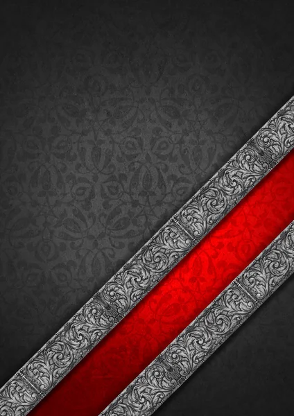 Luxury Floral Silver and Red Velvet Background — Stock Photo, Image