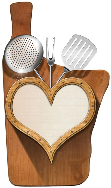 Tabla de corte - Corazón de madera — Foto de Stock