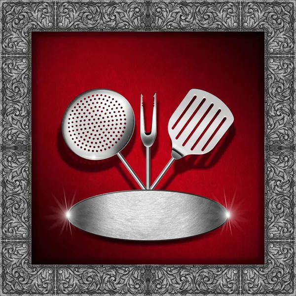 Vintage Menu Template - Red and Silver — Stock Photo, Image