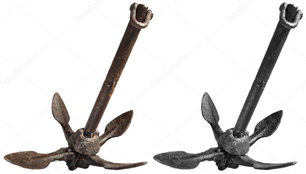 Old Rusty Folding Grapnel Anchor