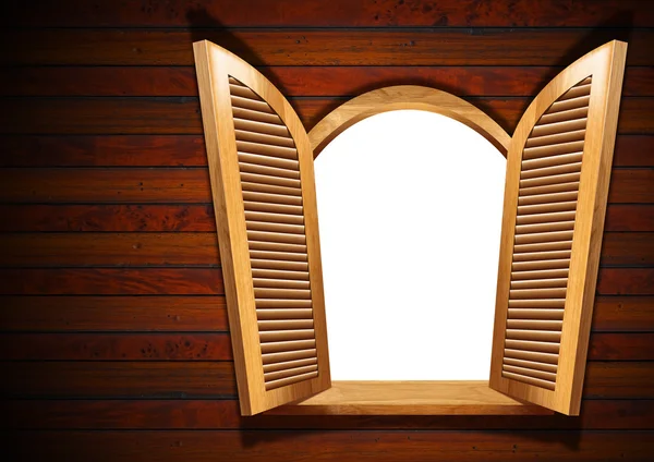 Holzfenster geöffnet — Stockfoto