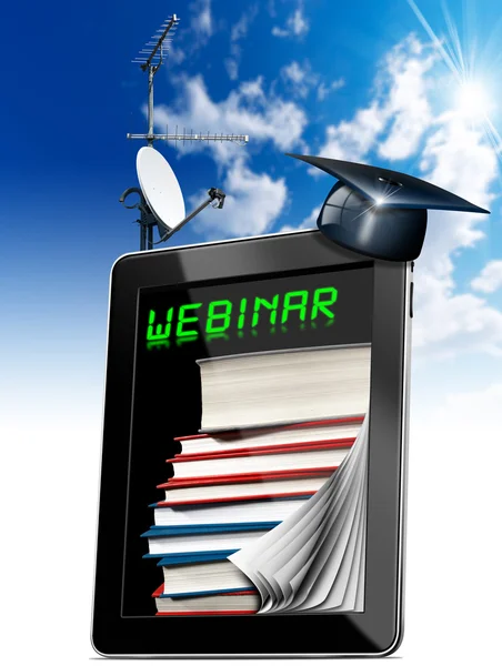 Webinar - Tablet-Computer - Web-basiertes Seminar — Stockfoto