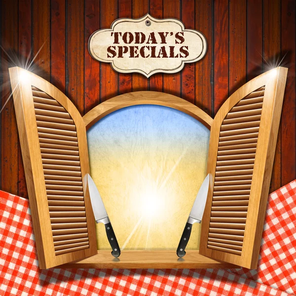 Today's Specials - Menu on Wooden Window — Stock Photo, Image