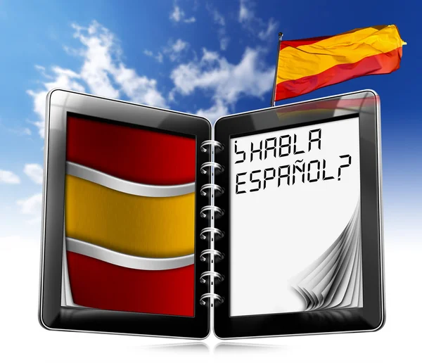İngilizce espanol? -tablet bilgisayar — Stok fotoğraf