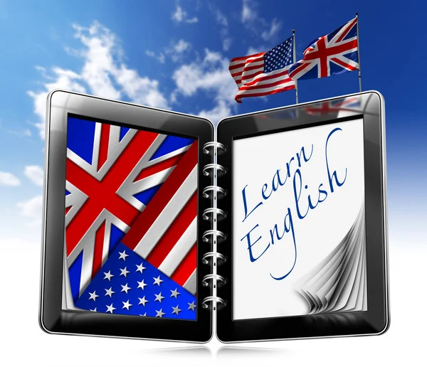 İngilizce - tablet bilgisayar öğrenmek — Stok fotoğraf