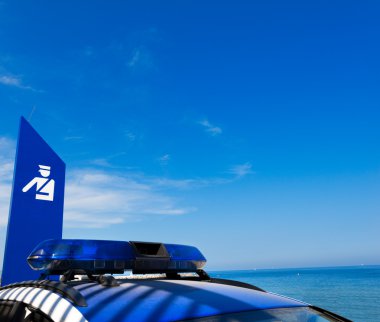 Araba polis ve tabela barcelona İspanya