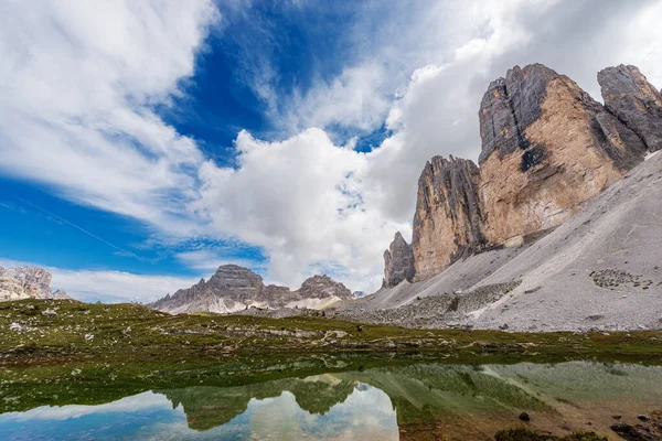 Drei Zinnen Nordwand Paternkofel Oder Paternkofel Und See Berggipfel Der — Stockfoto