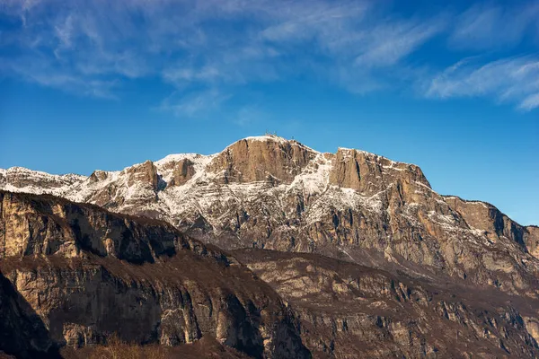Cordillera Nevada Paganella Invierno Con Pico Roda 2125 Con Las — Foto de Stock