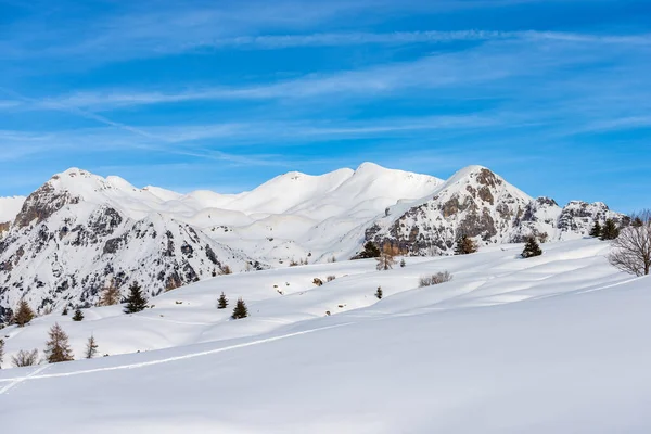 Catena Montuosa Del Monte Carega Inverno Con Neve Chiamata Piccola — Foto Stock