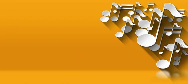 Ilustración Grupo Notas Musicales Blancas Sobre Fondo Naranja Amarillo Con —  Fotos de Stock