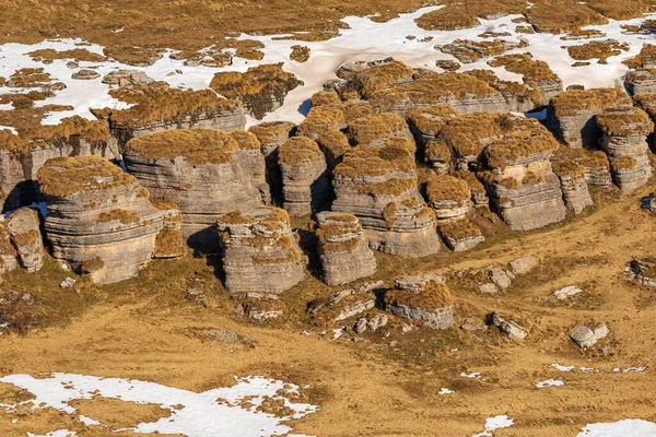 Beautiful Rock Karst Formations Lessinia Plateau Altopiano Della Lessinia Regional — стокове фото