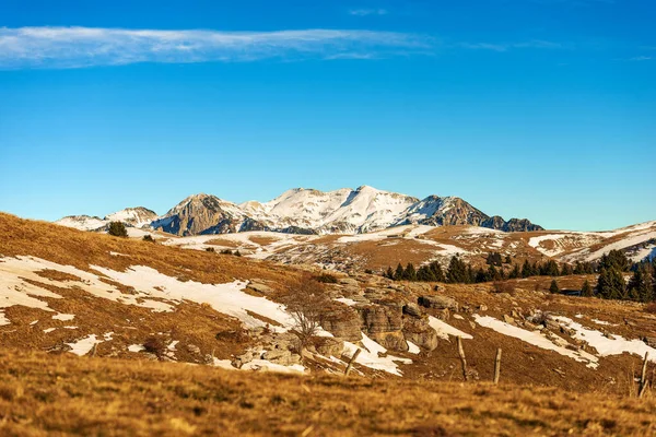 Winter Landscape Lessinia Plateau Altopiano Della Lessinia Mountain Range Monte — стоковое фото