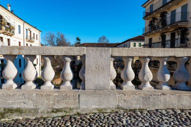 San Michele Köprüsü (Ponte San Michele), 1262-1621, Vicenza 'da Retrone Nehri (Fiume Retrone), Veneto, İtalya, Avrupa.