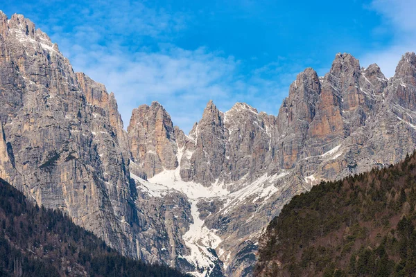 Brenta Dolomites Dağ Sıraları Zirvesi Adamello Brenta Ulusal Parkı Kışın — Stok fotoğraf