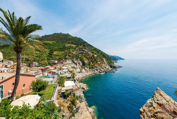 Vue Panoramique Sur Côte Mer Méditerranée Face Village Vernazza Parc — Photo