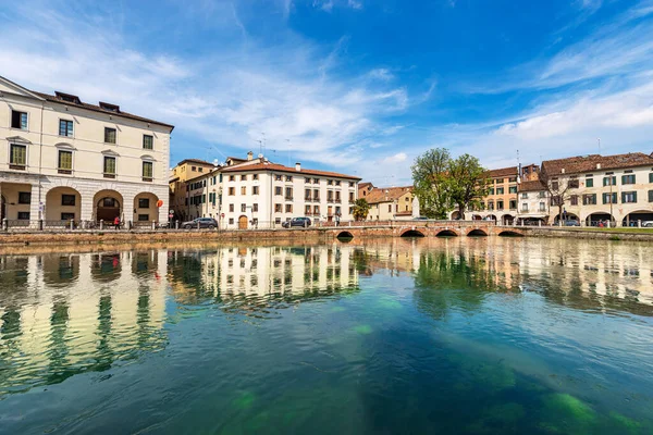 Paysage Urbain Trévise Centre Ville Avec Rivière Sile Avec Rue — Photo