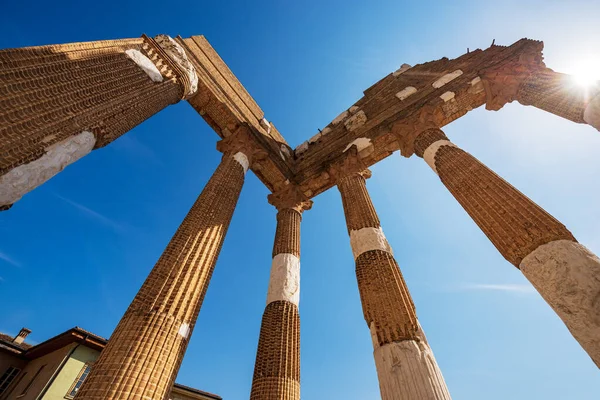 Antiguas Ruinas Del Capitolio Templo Romano Tempio Capitolino Centro Brescia — Foto de Stock