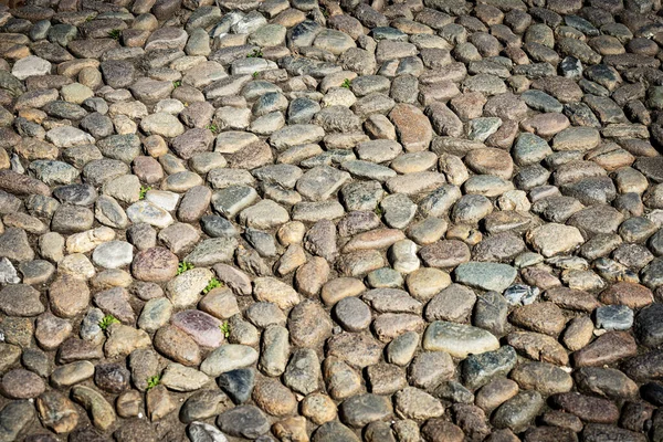 Close Paving Stone Made Small Cobblestones Brescia Downtown Piazza Della — 스톡 사진