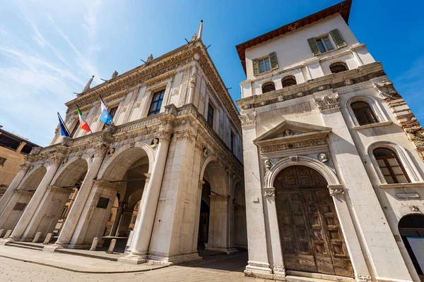 Brescia Centro Antiguo Palacio Loggia Palazzo Della Loggia Estilo Renacentista — Foto de Stock