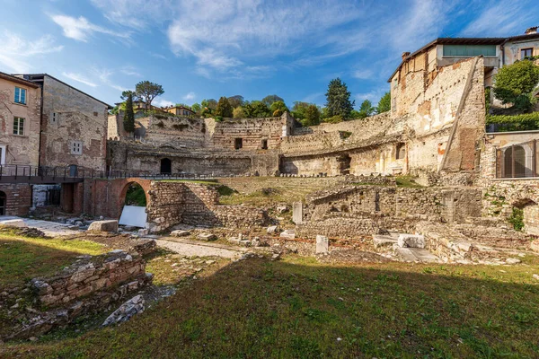Staré Zříceniny Římského Divadla Nebo Amfiteátru Centru Brescie Blízkosti Římského — Stock fotografie