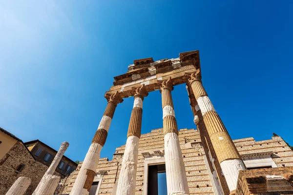 Antiguas Ruinas Del Capitolio Templo Romano Tempio Capitolino Centro Brescia — Foto de Stock