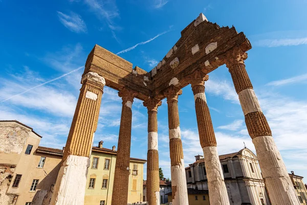 Antiguas Ruinas Del Capitolio Templo Romano Tempio Capitolino Centro Brescia — Foto de Stock