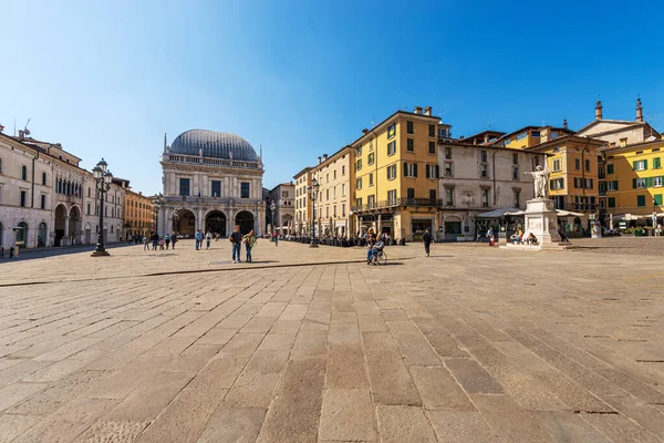 Brescia Włochy Kwiecień 2022 Brescia Śródmieście Starożytny Pałac Loggia Palazzo — Zdjęcie stockowe