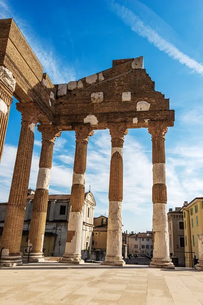 Antiguas Ruinas Del Capitolio Templo Romano Tempio Capitolino Centro Brescia — Foto de Stock