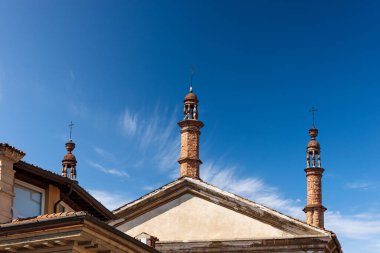 Brescia downtown. Close-up of the ancient church of San Giuseppe (Saint Joseph) in Renaissance and Gothic Style, 1519. Via San Giuseppe near Piazza della Loggia, Lombardy, Italy, Europe.
