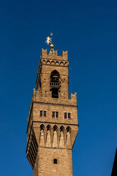 Часовая Башня Палаццо Веккьо 1299 Год Площади Пьяцца Делла Фазория — стоковое фото