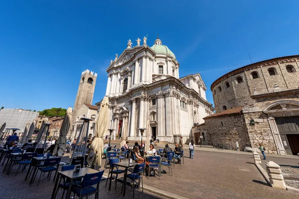 Brescia Italy April 2022 Brescia Downtown Old New Cathedral Santa —  Fotos de Stock