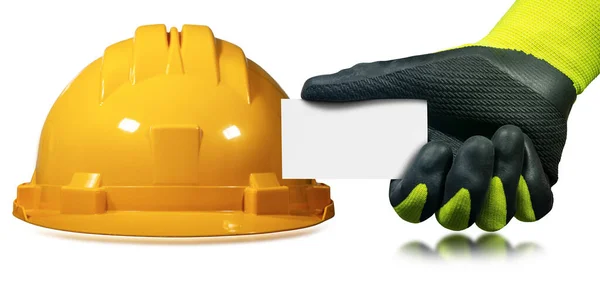 Closeup Orange Yellow Work Helmet Manual Worker Green Black Protective — Stockfoto