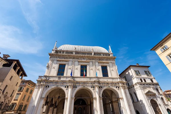 Μπρέσια Στο Κέντρο Αρχαίο Παλάτι Λότζια Palazzo Della Loggia Αναγεννησιακό — Φωτογραφία Αρχείου