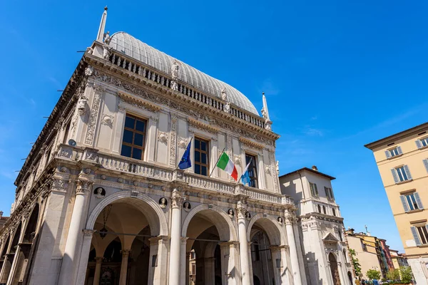 Brescia Downtown Ancient Loggia Palace Palazzo Della Loggia Renaissance Style — Foto de Stock
