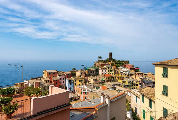 Stadtsilhouette Des Berühmten Alten Dorfes Vernazza Und Meereslandschaft Cinque Terre — Stockfoto
