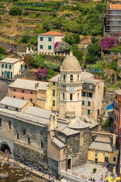 Vernaza Italy Липня 2019 Село Вернацца Церква Дзвіниця Санта Маргарити — стокове фото