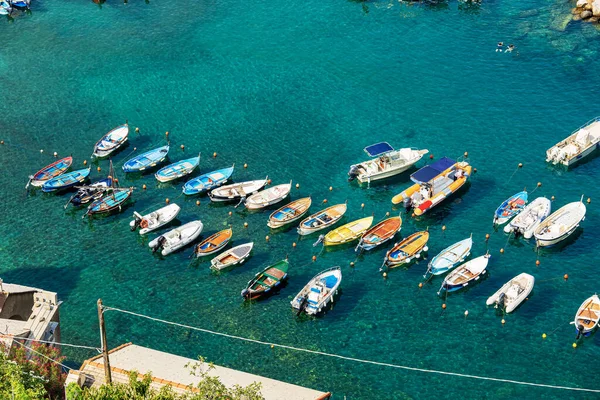 Luftaufnahme Einer Gruppe Kleiner Boote Die Hafen Des Antiken Dorfes — Stockfoto