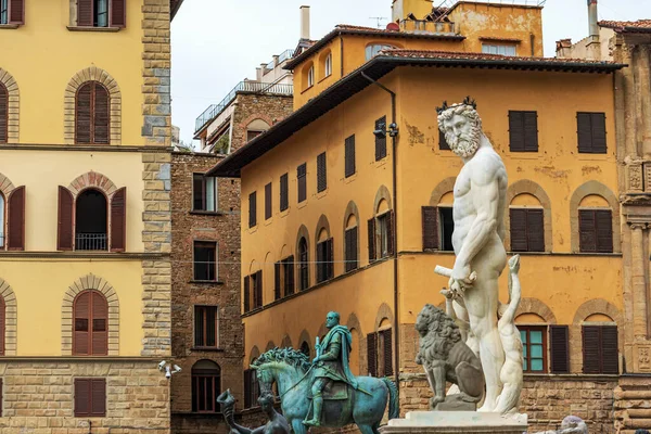 佛罗伦萨市中心 海王星之泉 罗马神 Bartolomeo Ammannati 1560 1565 Piazza Della Signoria — 图库照片