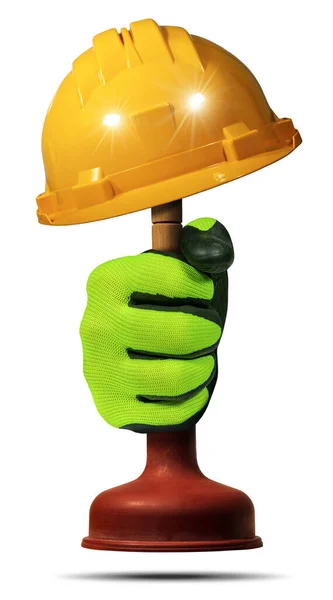 Χέρι Πράσινο Και Μαύρο Προστατευτικό Γάντι Εργασίας Κρατώντας Ένα Κόκκινο — Φωτογραφία Αρχείου