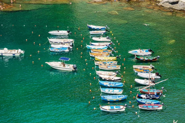 Erhöhter Blick Auf Eine Gruppe Kleiner Boote Die Hafen Des — Stockfoto